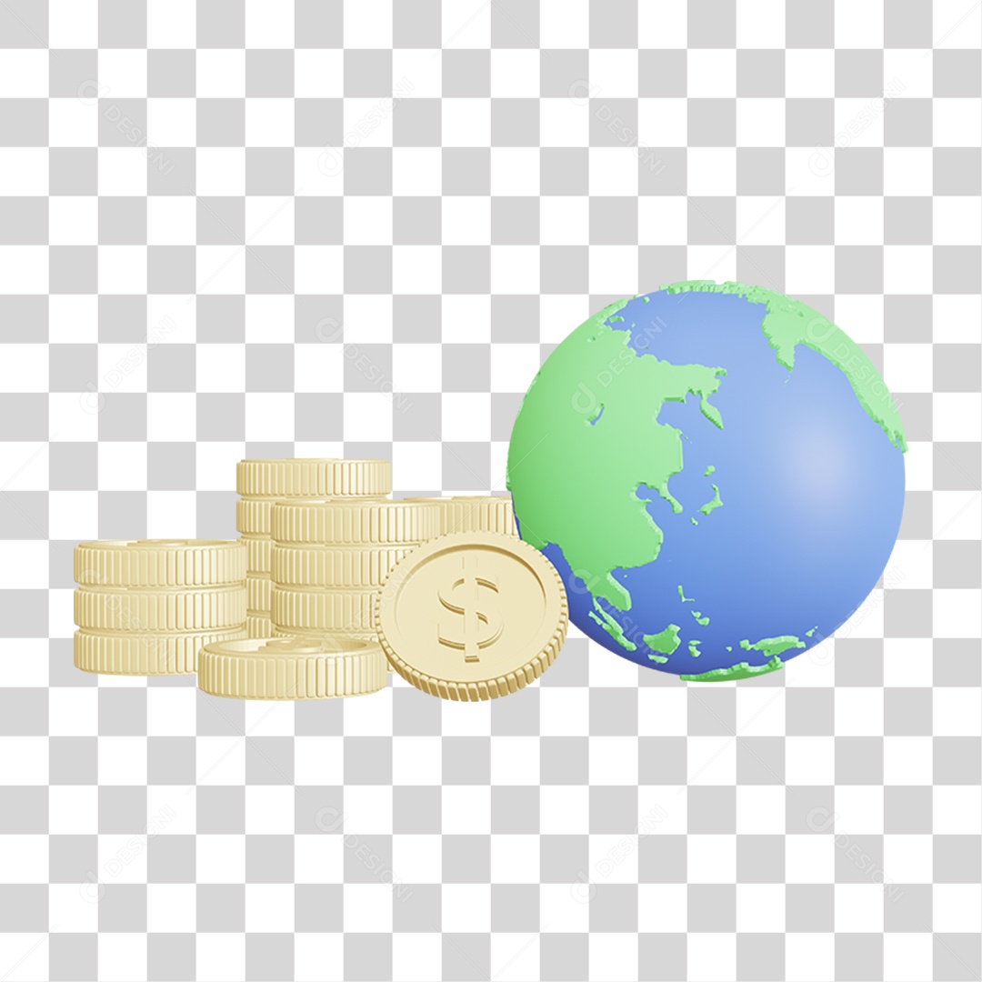 Planeta com Moedas PNG Transparente
