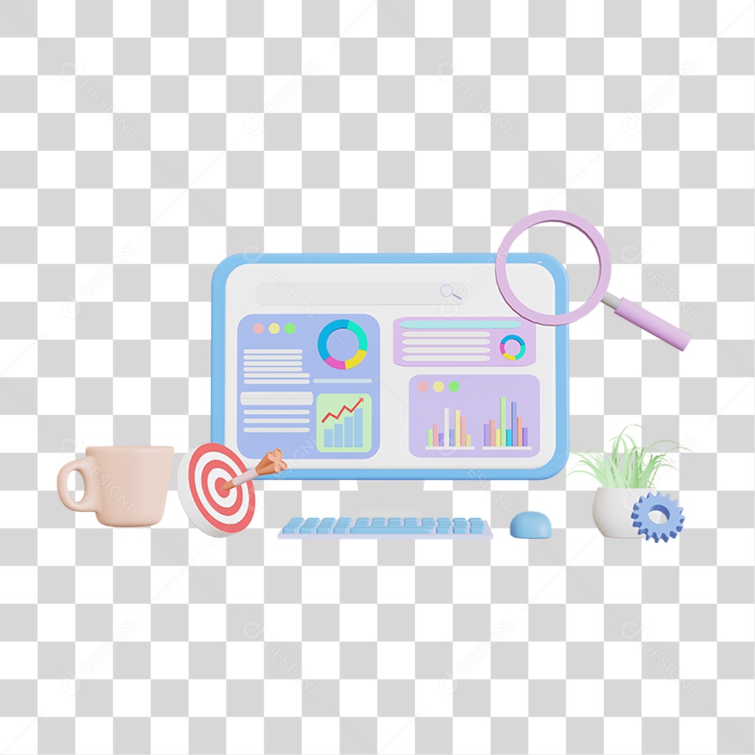 Computador Analises Estatísticas PNG Transparente