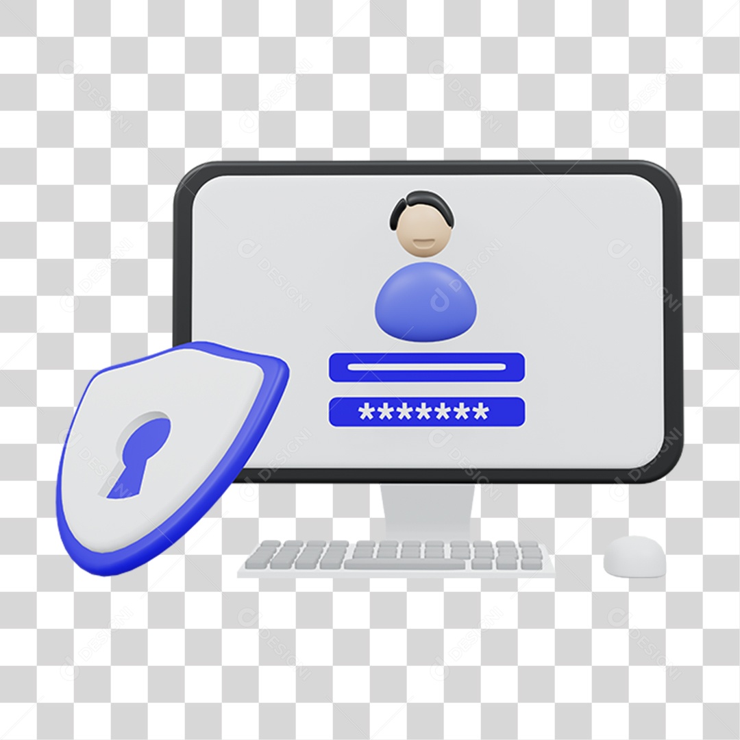 Computador com Segurança PNG Transparente