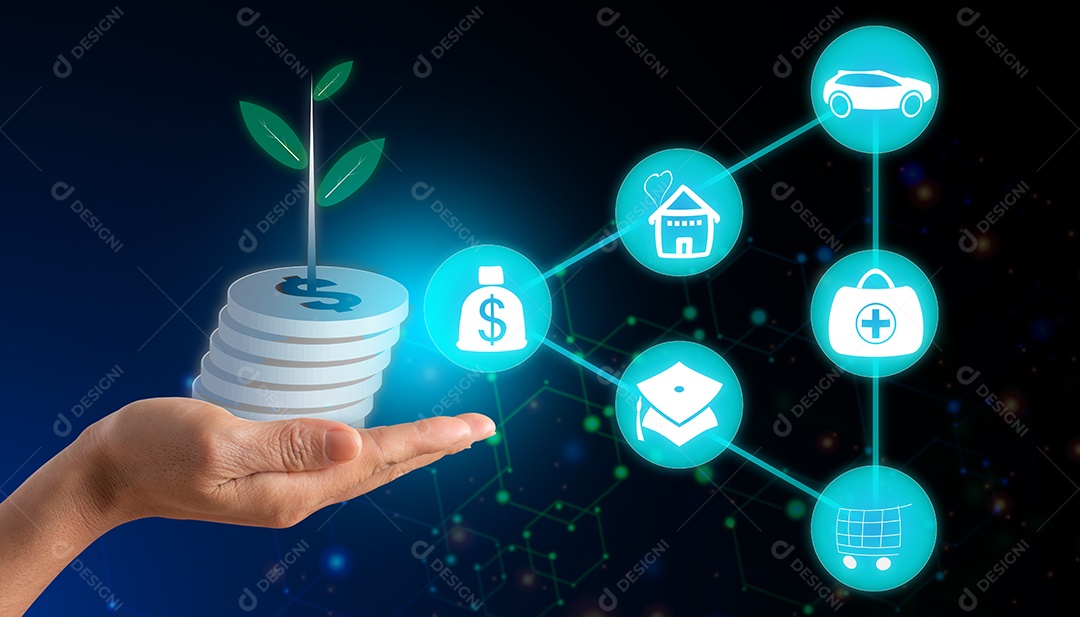 Conceito de economizar dinheiro para o futuro