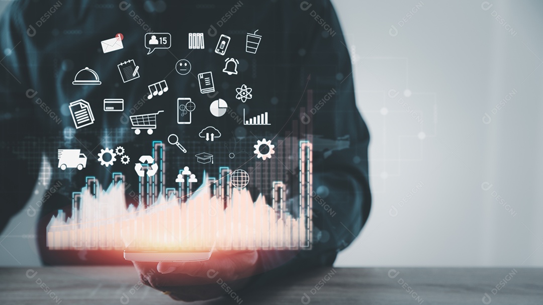 Jovem empresário com um telefone na mão