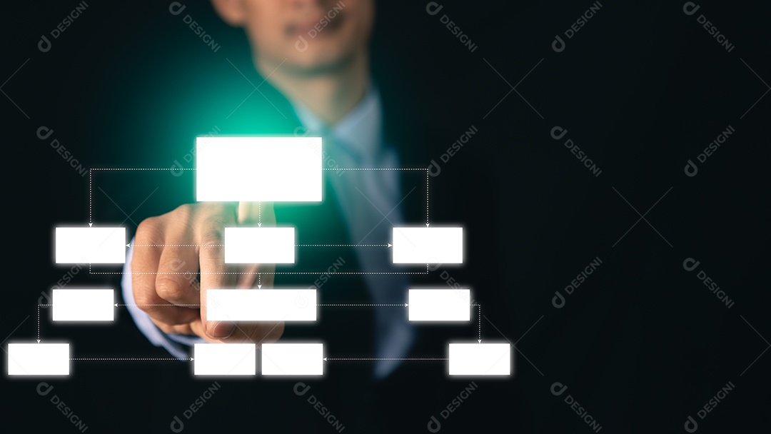 O empresário está apontando para o ícone