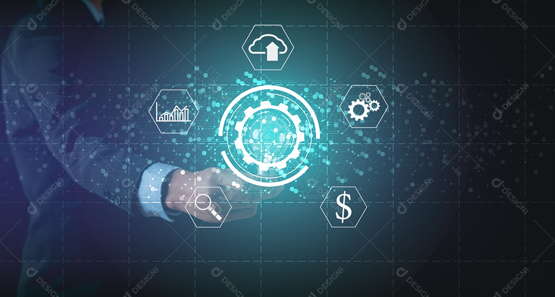 Lâmpada está nas mãos de um jovem empresário.