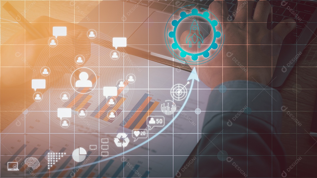 Homens de negócios jovens sentam e analisam estatísticas
