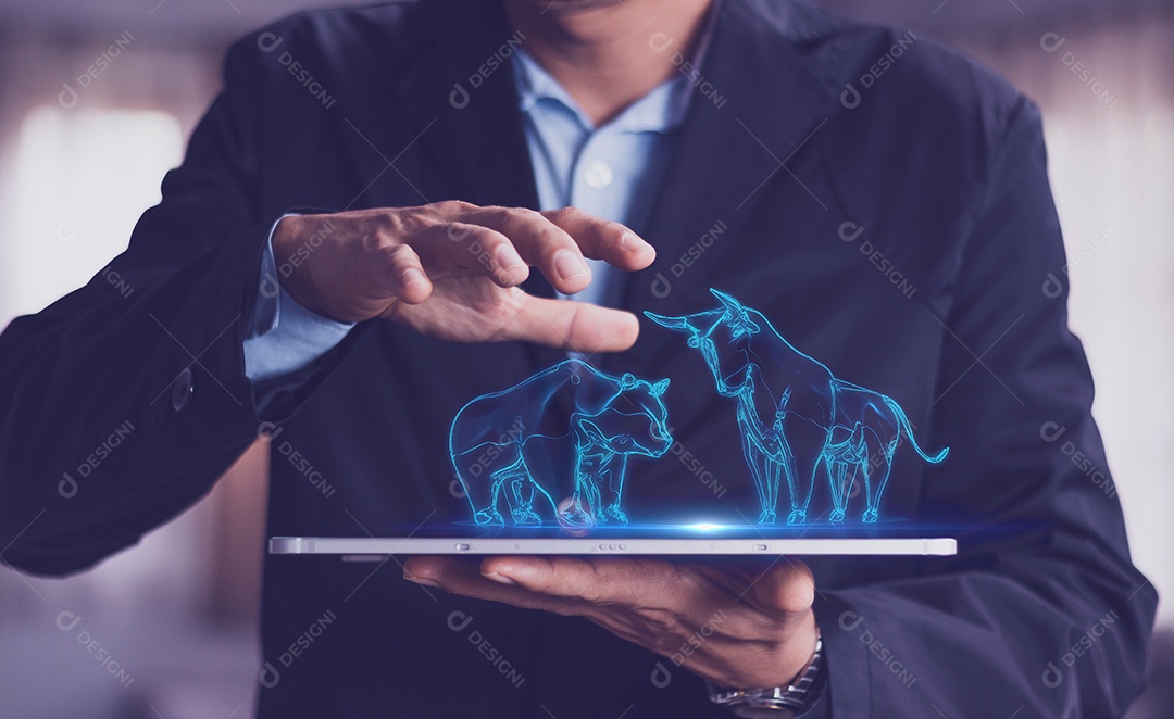 Escrita de forma de touro e urso por linhas e pontos