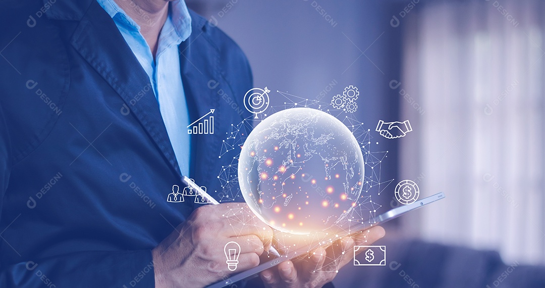 Metaverso. Tecnologia de aplicativo de conexão de internet global de negócios