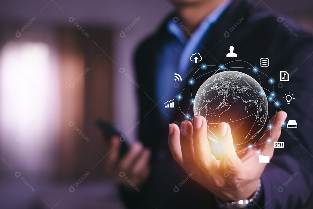 Metaverso. Tecnologia de aplicativo de conexão de internet global de negócios