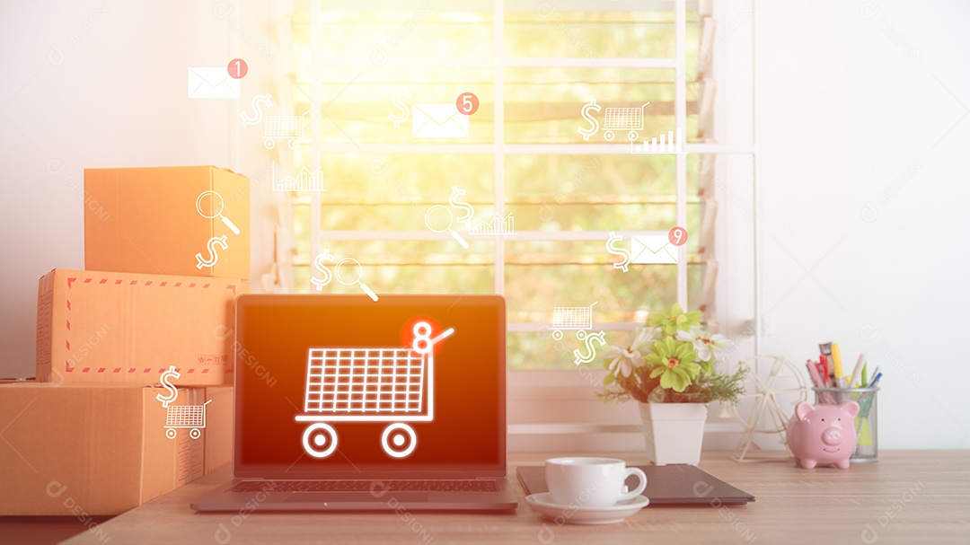 Computador portátil e caixas de embalagem