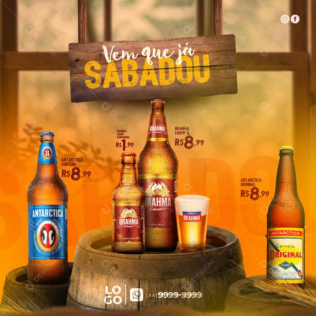 Post Social Bar Deposito Sabadou Brahma Anrtactica E Original Cervejas PSD Editável