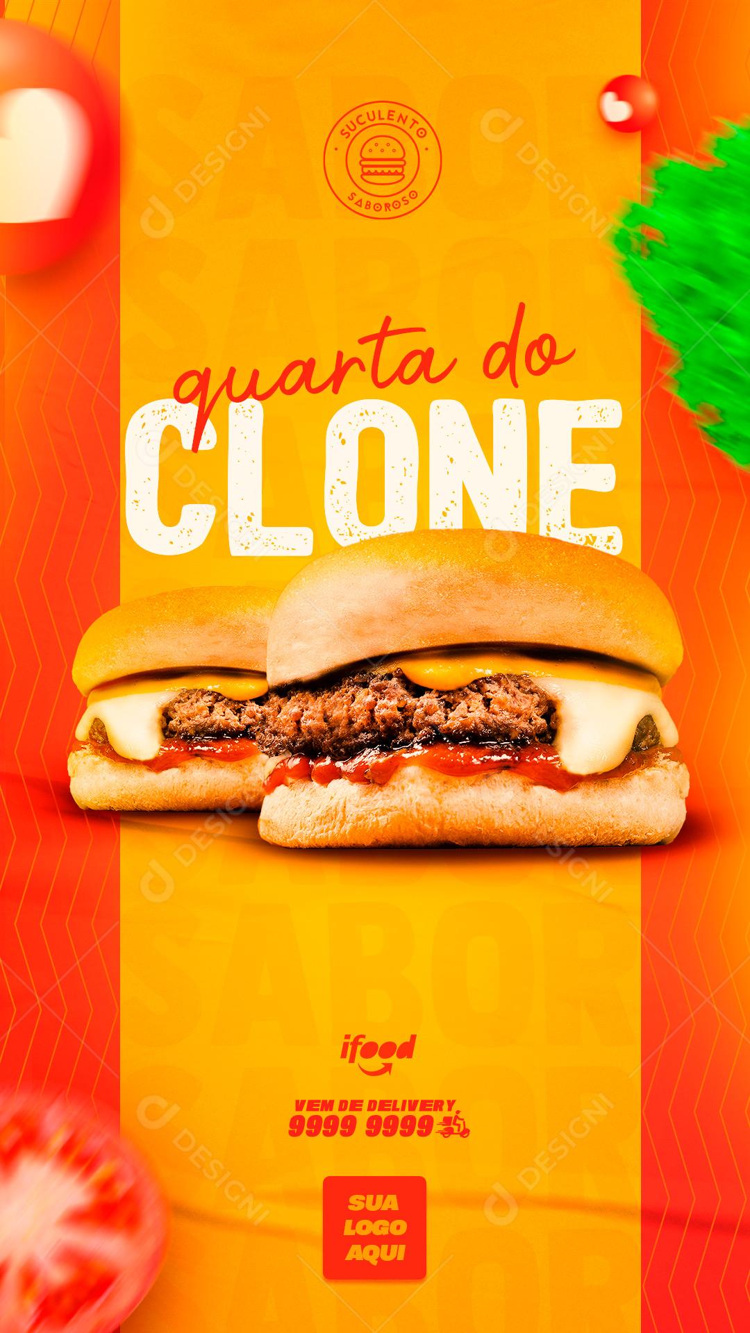 Social Media Story Hambúrguer Quarta do Clone Burger PSD Editável