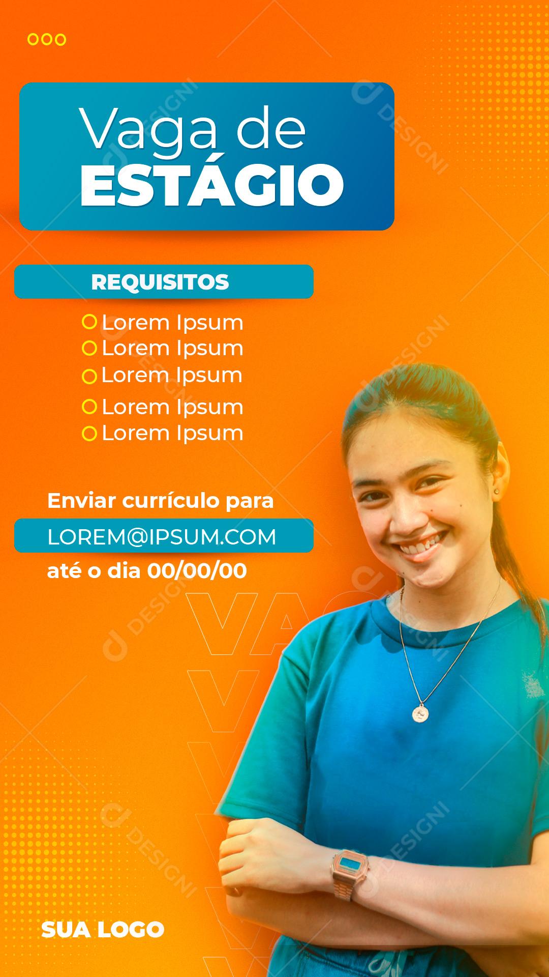 Social Media Story Emprego Vaga de Estágio Serviços PSD Editável