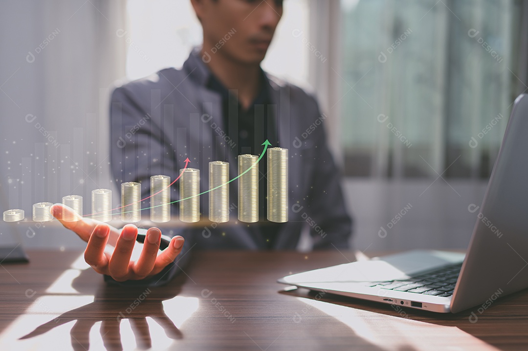 Moedas empilhadas investimento estoques crescimento financeiro