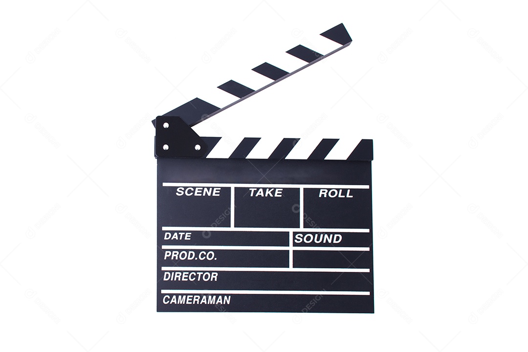 Clapperboard ou ardósia para corte de cena do diretor em filme de ação.