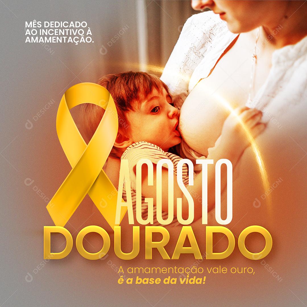 Template Social Media Agosto Dourado Amamentação PSD Editável