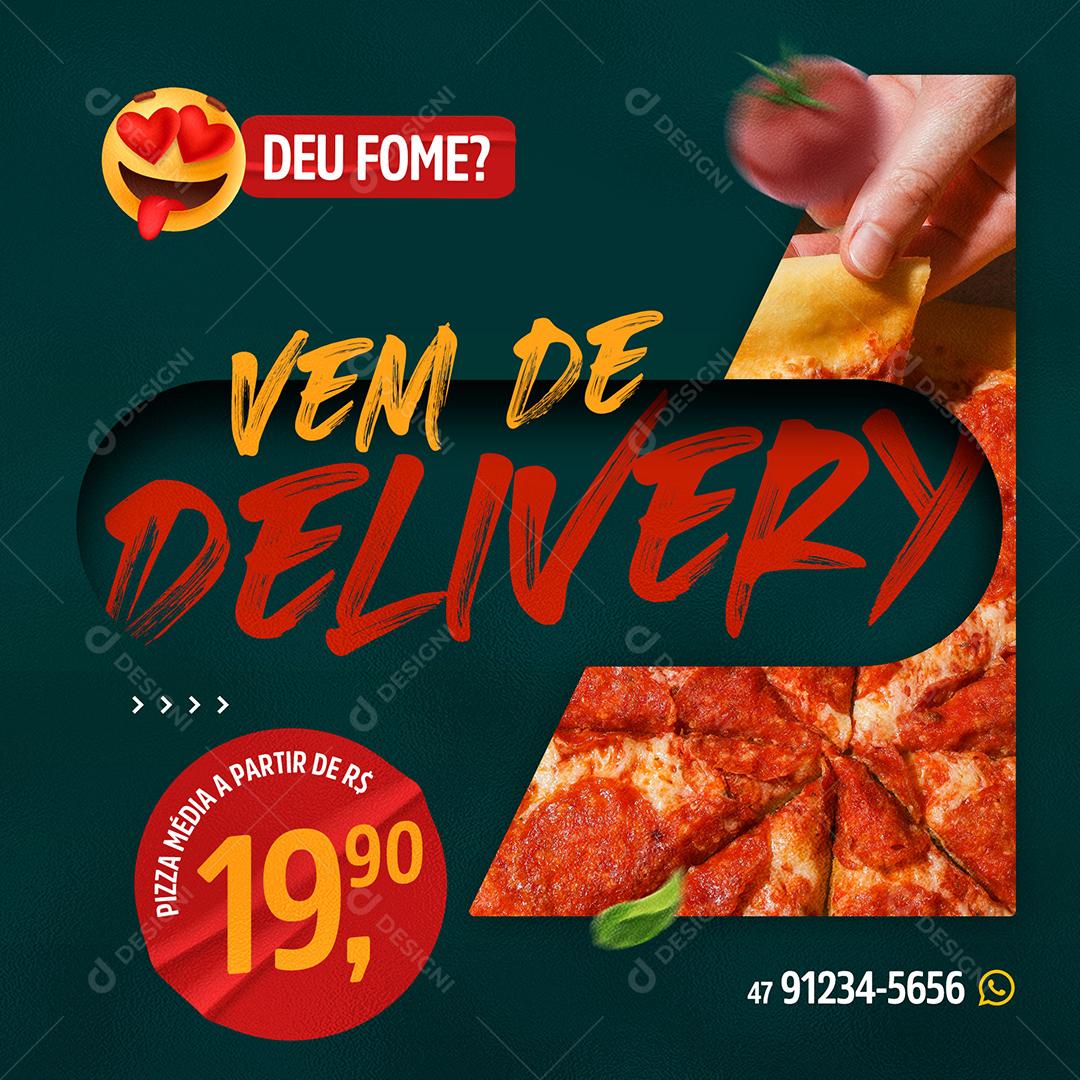 Template Social Media Delivery Pizza Deu Fome PSD Editável