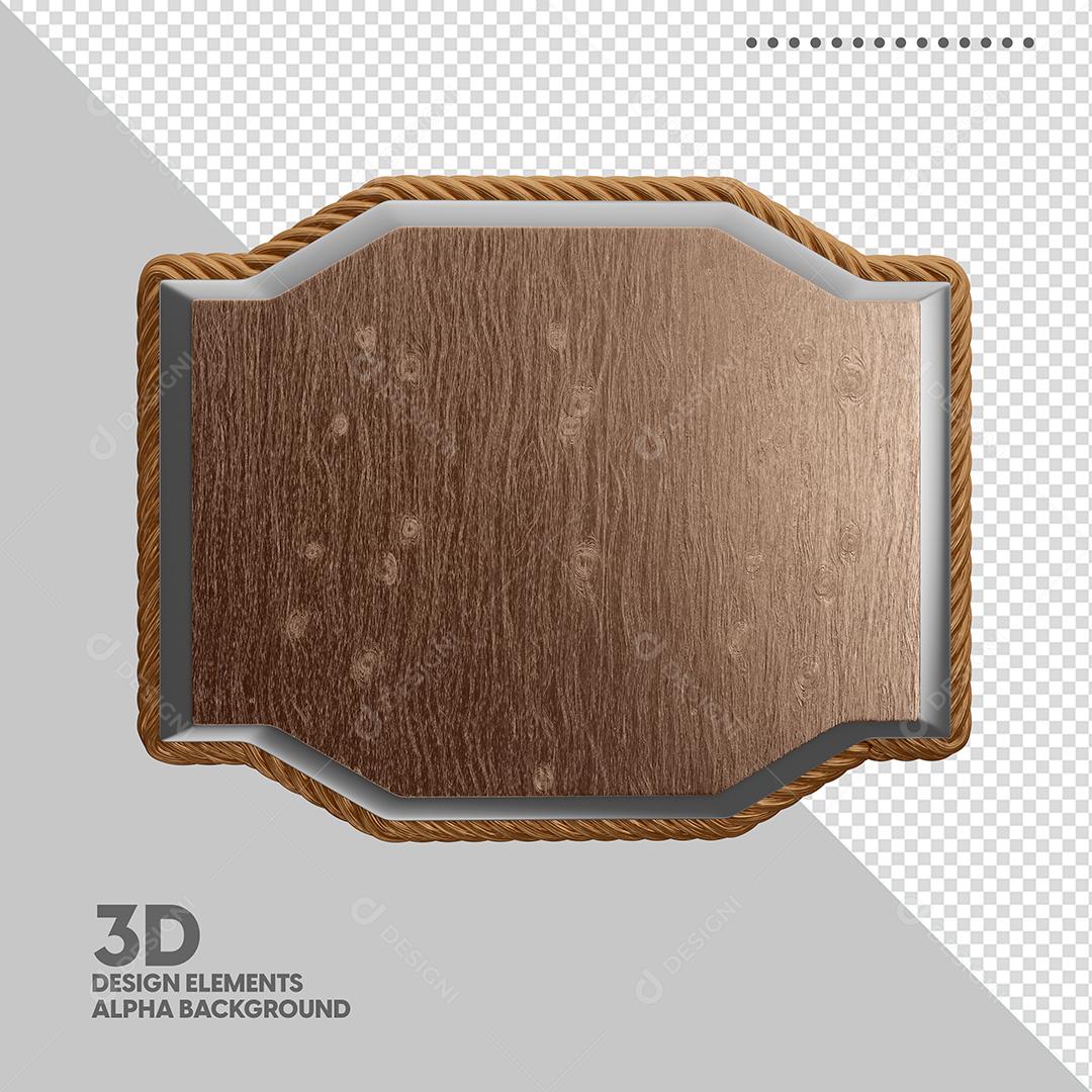 Elemento 3D Placa de Madeira 3D Para Composição PSD