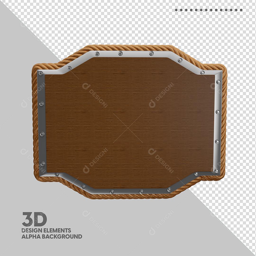 Elemento 3D Placa de Madeira Para Composição PSD