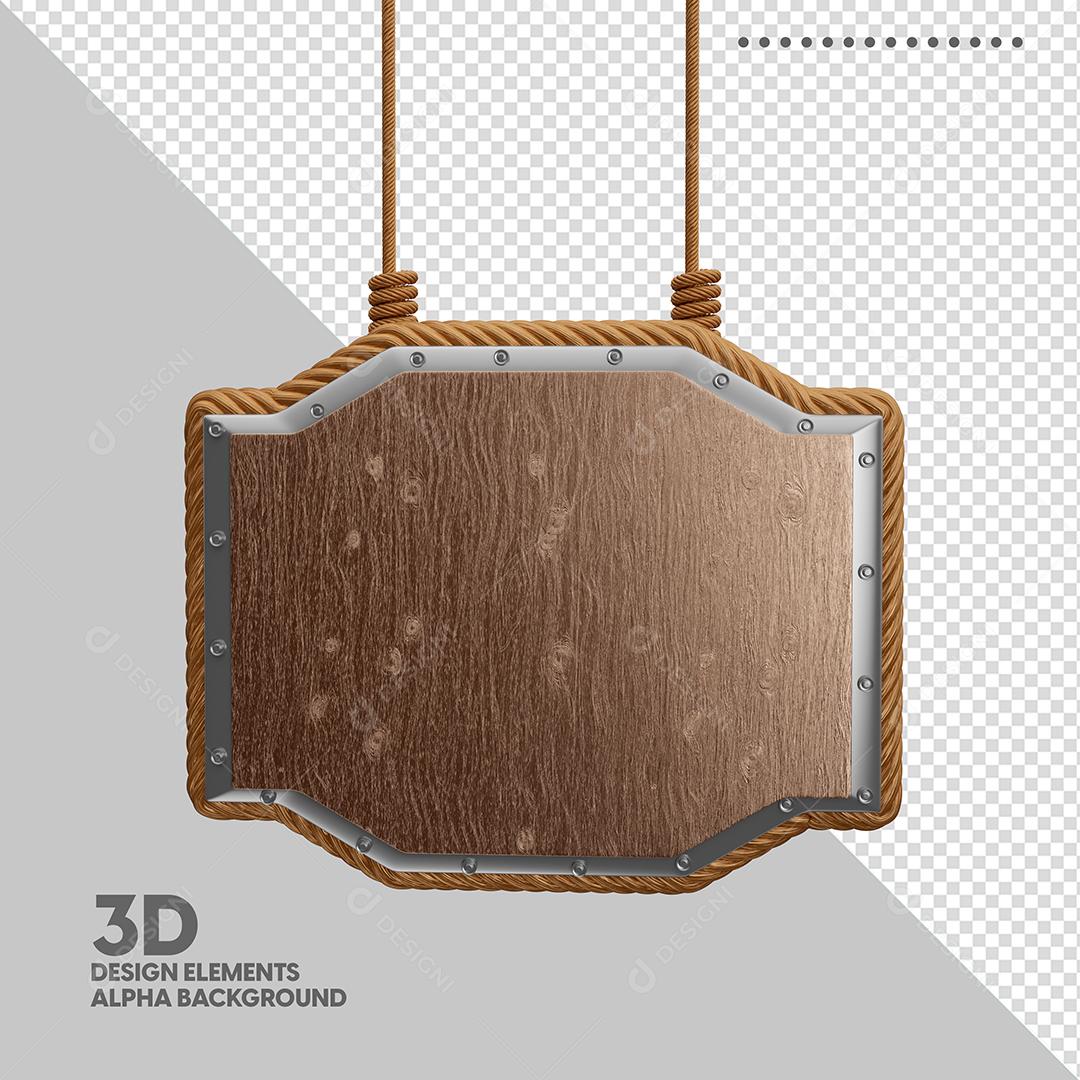 Elemento 3D Placa de Madeira Para Composição PSD