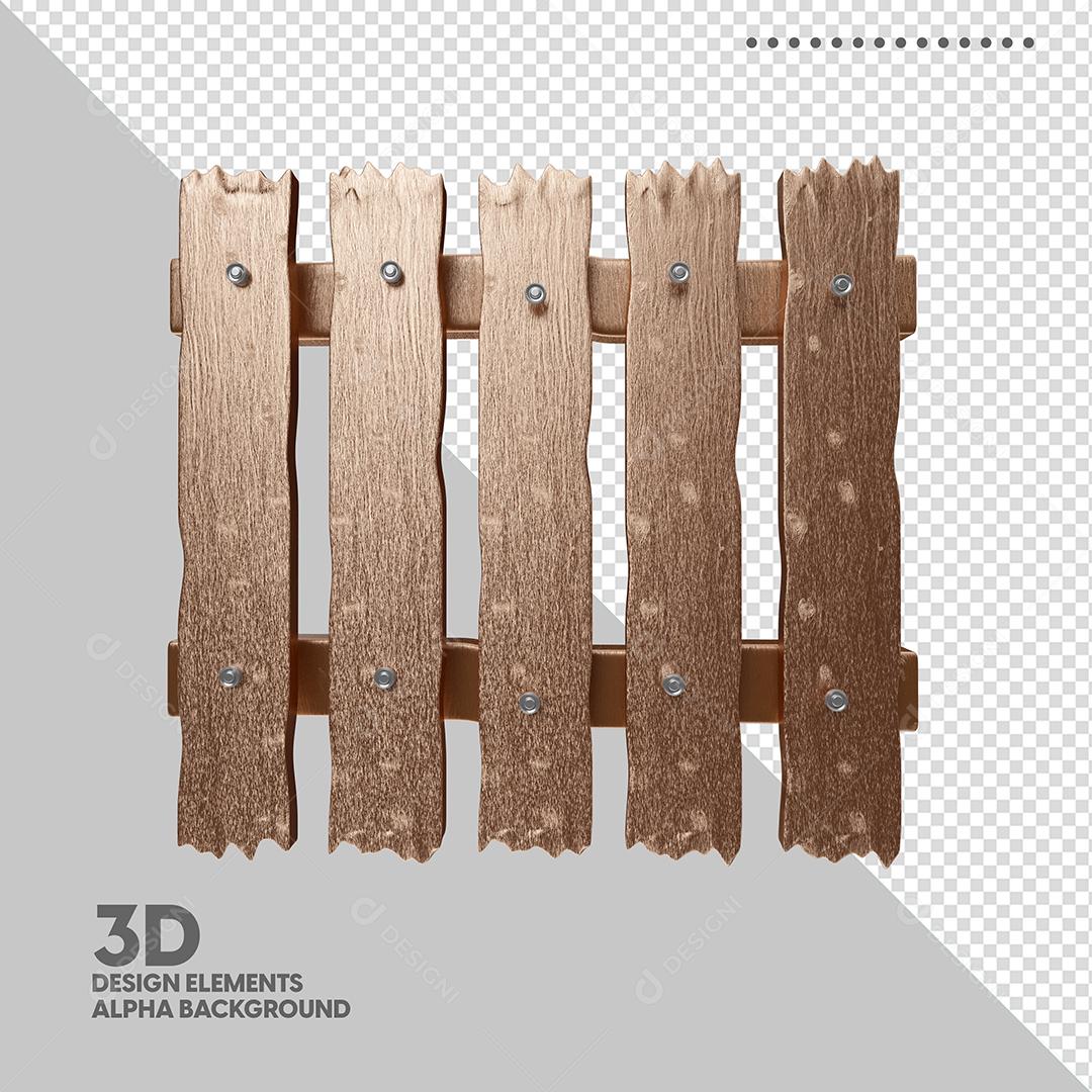 Cerca de madeira 3D Elemento para Composição PSD