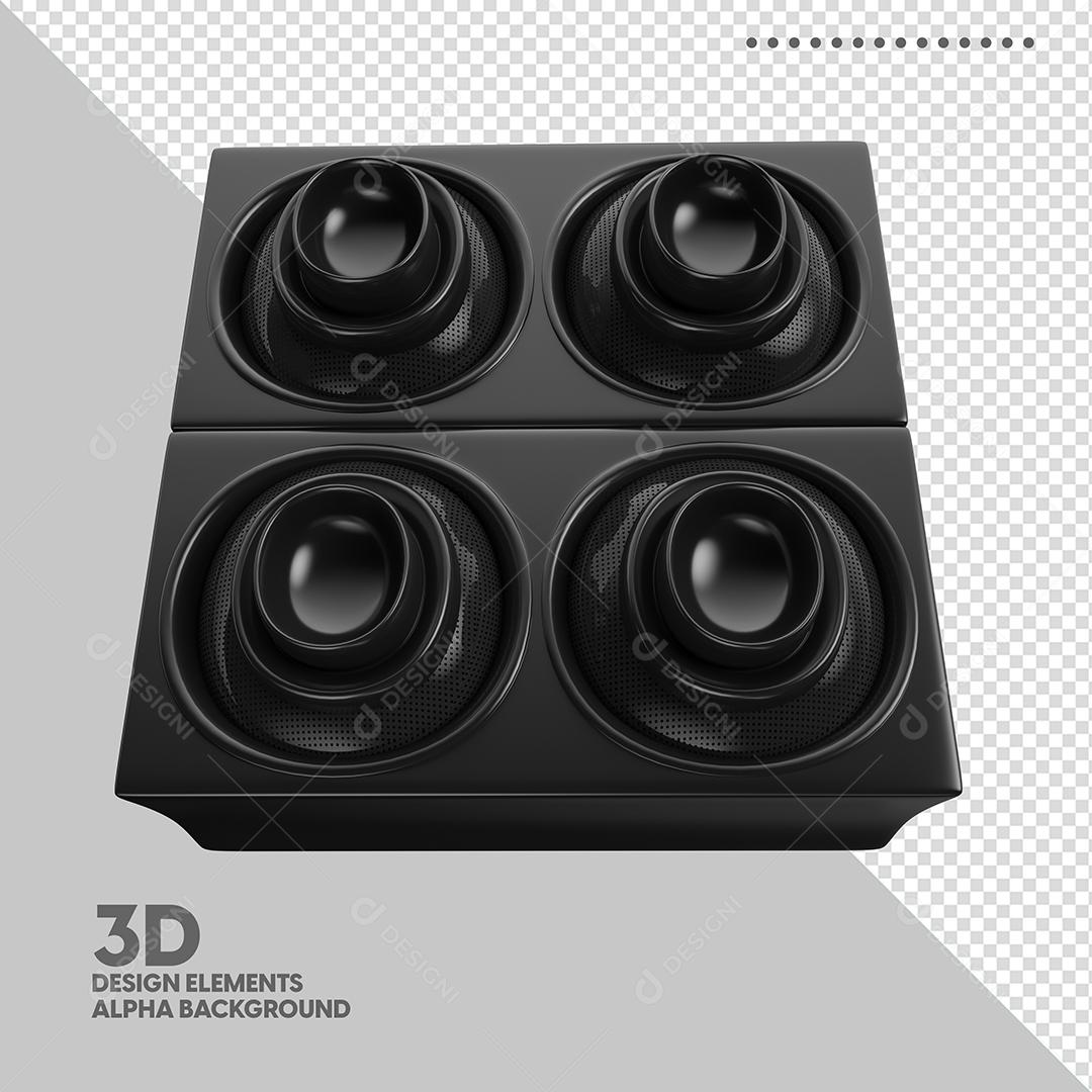 Caixa de Som Elemento 3D Preto para Composição PSD