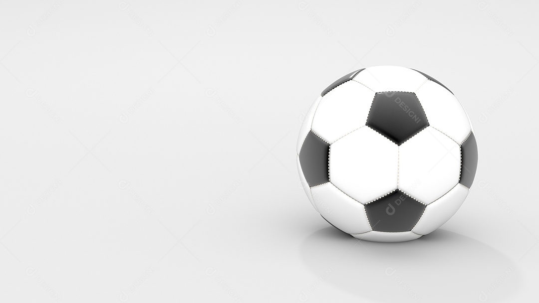 Bola de futebol de couro clássico realista sobre fundo branco.