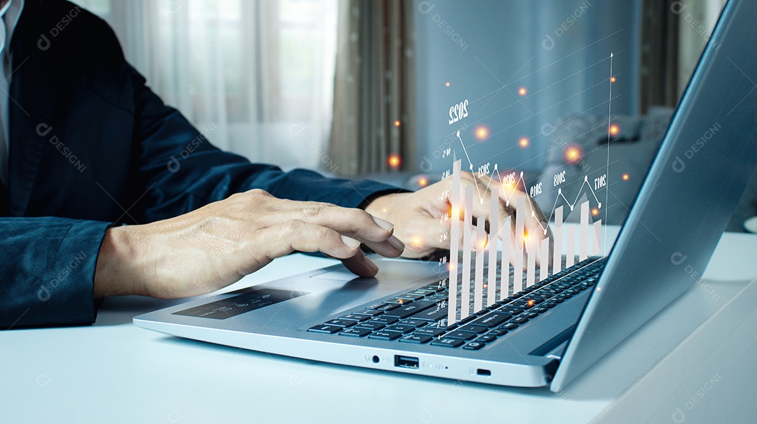 Tecnologia de finanças de negócios e investidor de trader de negociação de investimentos. Fundos de Investimentos em Bolsa e Ativos Digitais. empresário analisando dados financeiros do gráfico de negociação forex.