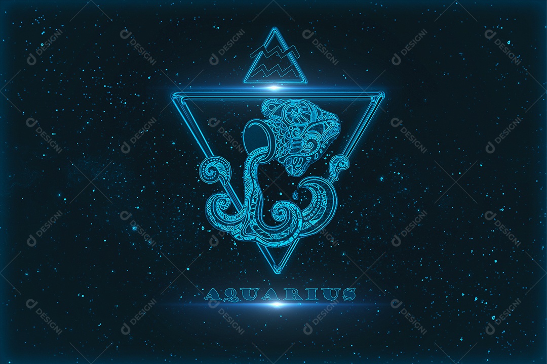 Signo de horóscopo de aquário em doze zodíacos com fundo de estrelas da galáxia