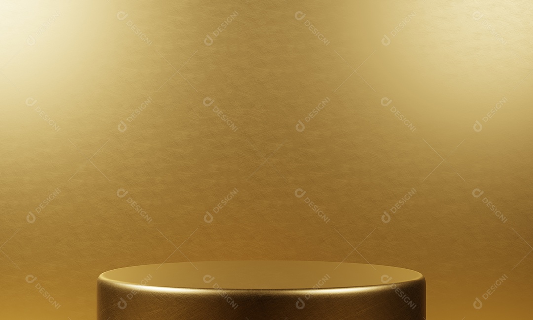 Suporte de produto ouro sobre fundo dourado. Conceito de geometria mínima abstrata. Tema de plataforma de pódio de estúdio.