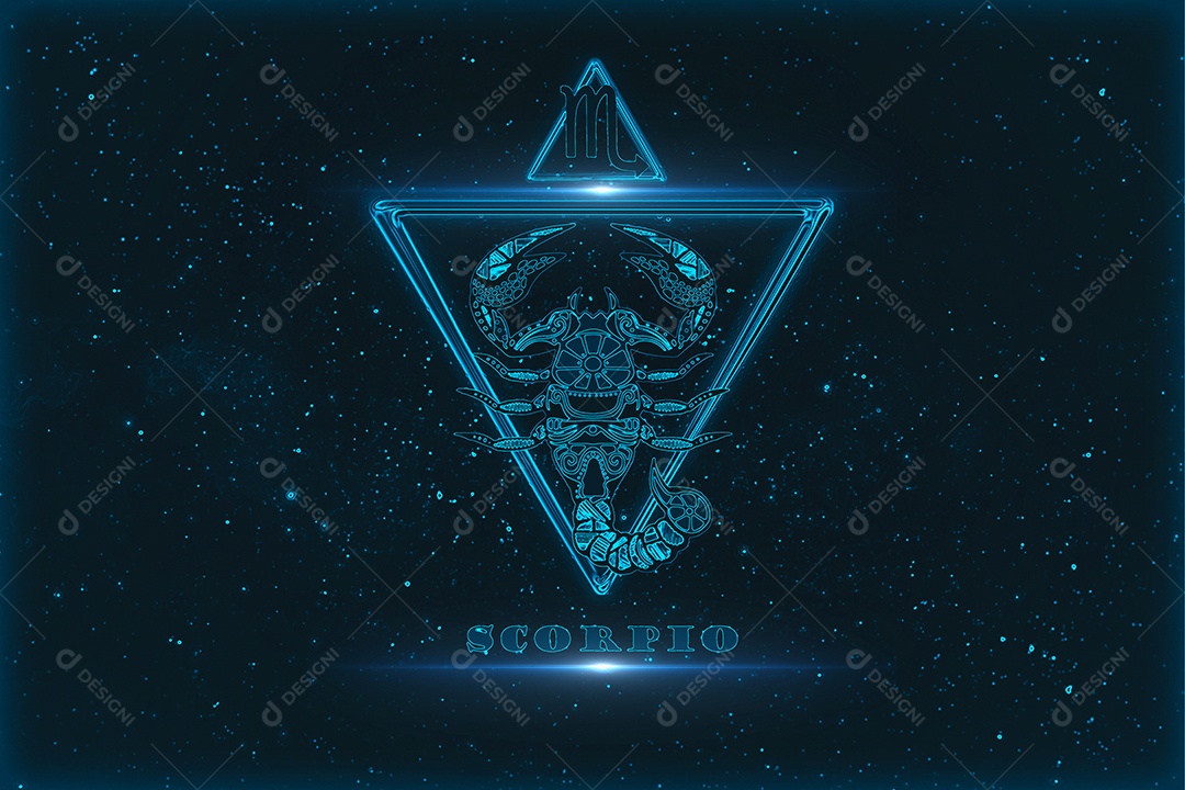 Signo de escorpião em doze zodíacos com fundo de estrelas da galáxia