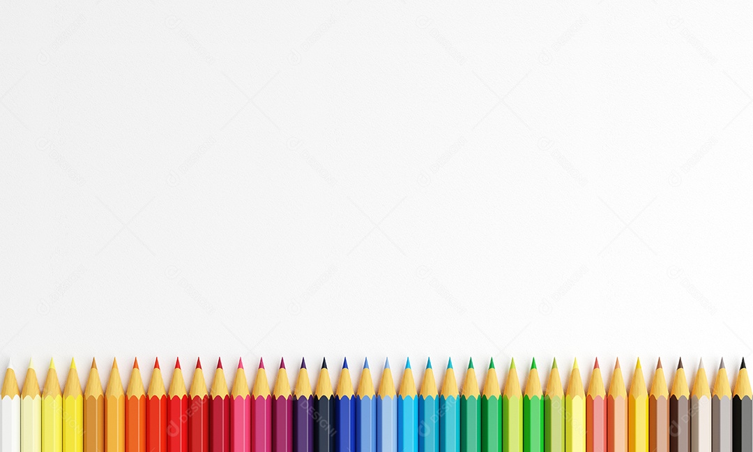 Lápis de cor com fundo de espaço de cópia. Lápis de várias cores sobre fundo branco.