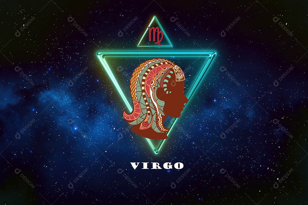 Signo de horóscopo de virgem em doze zodíacos com fundo de estrelas da galáxia