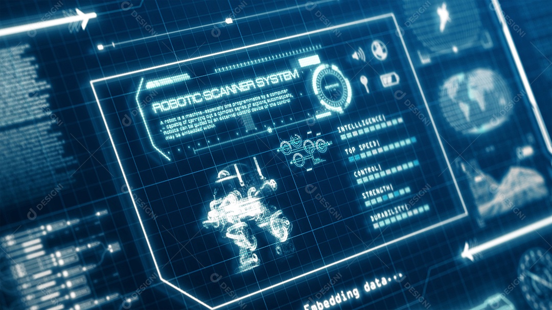 HUD Robot Scanning System capacidade de exibição de tela de computador de interface de usuário com fundo de pixels.