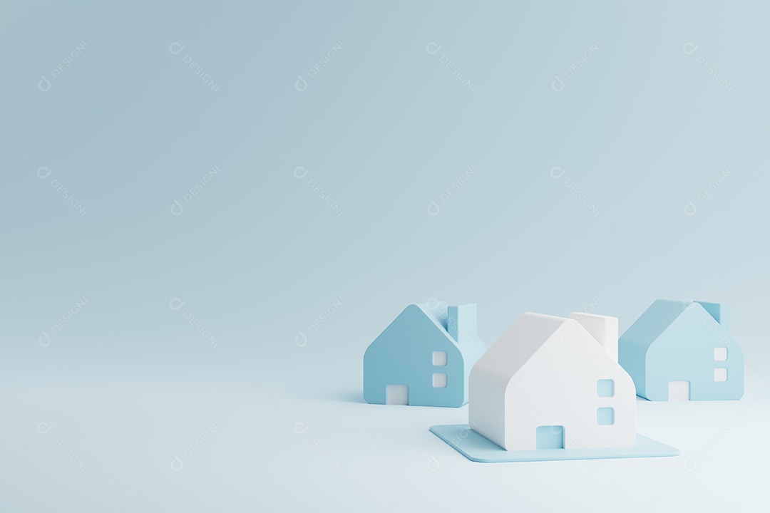 Fundo de casas azuis e brancas. Conceito de investimento e propriedades de negócios imobiliários.