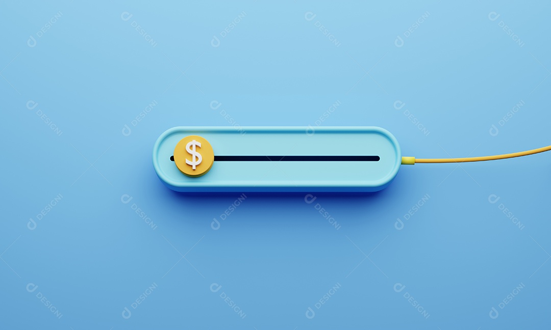 Barra deslizante do dólar americano sobre fundo azul.