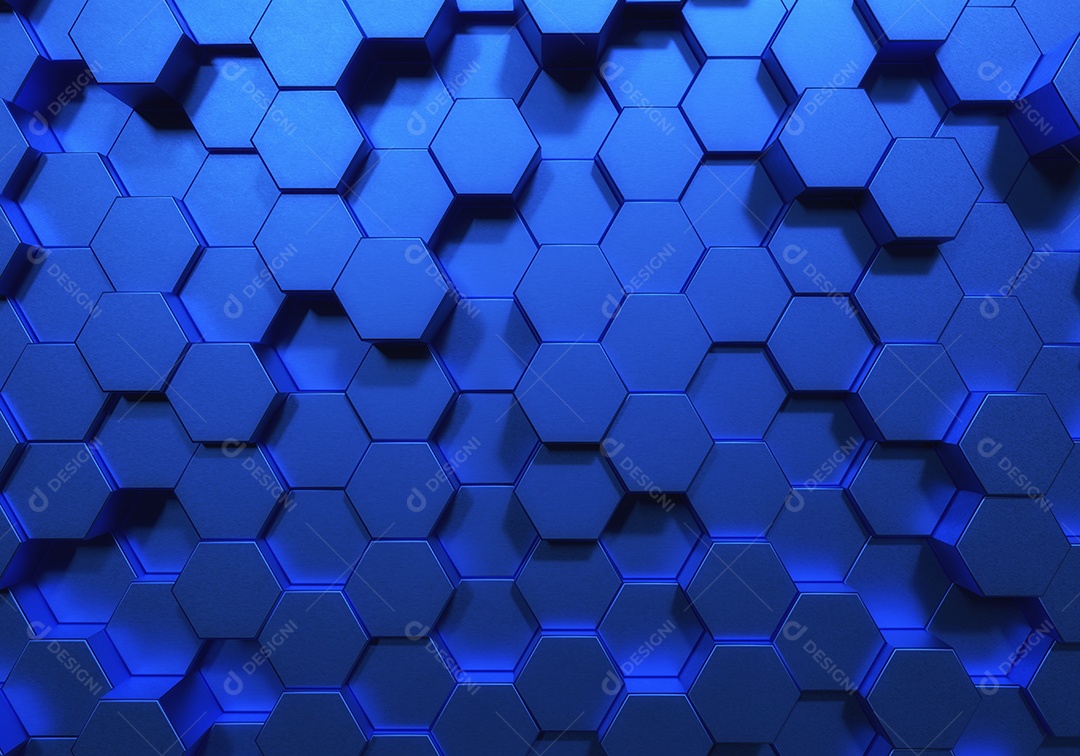 Blue hexagon honeycomb shapes matte surface moving up and down randomly.