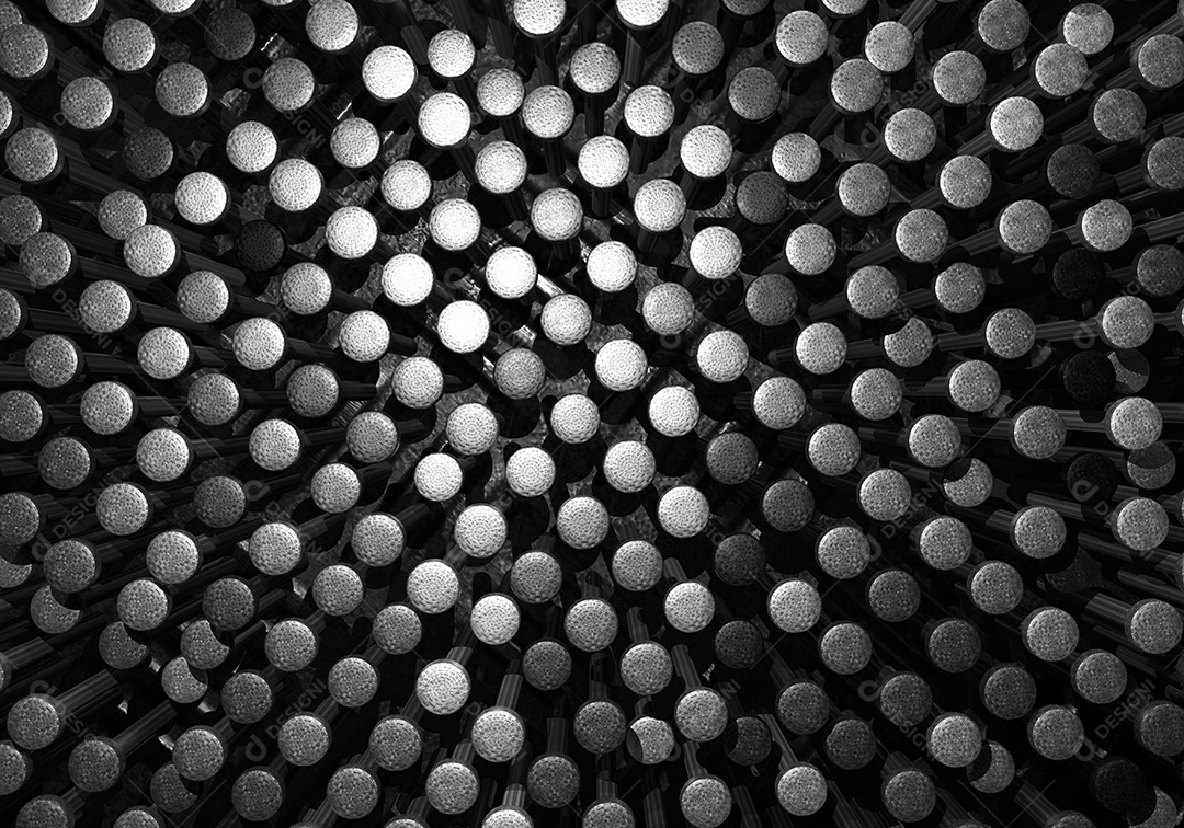 Cromo preto metálico de aço e fundo de unhas de prata. Tecnologia da indústria e conceito de estrutura.