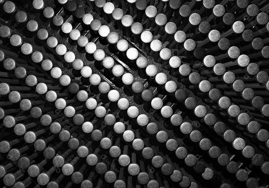 Cromo preto metálico de aço e fundo de unhas de prata. Tecnologia da indústria e conceito de estrutura.