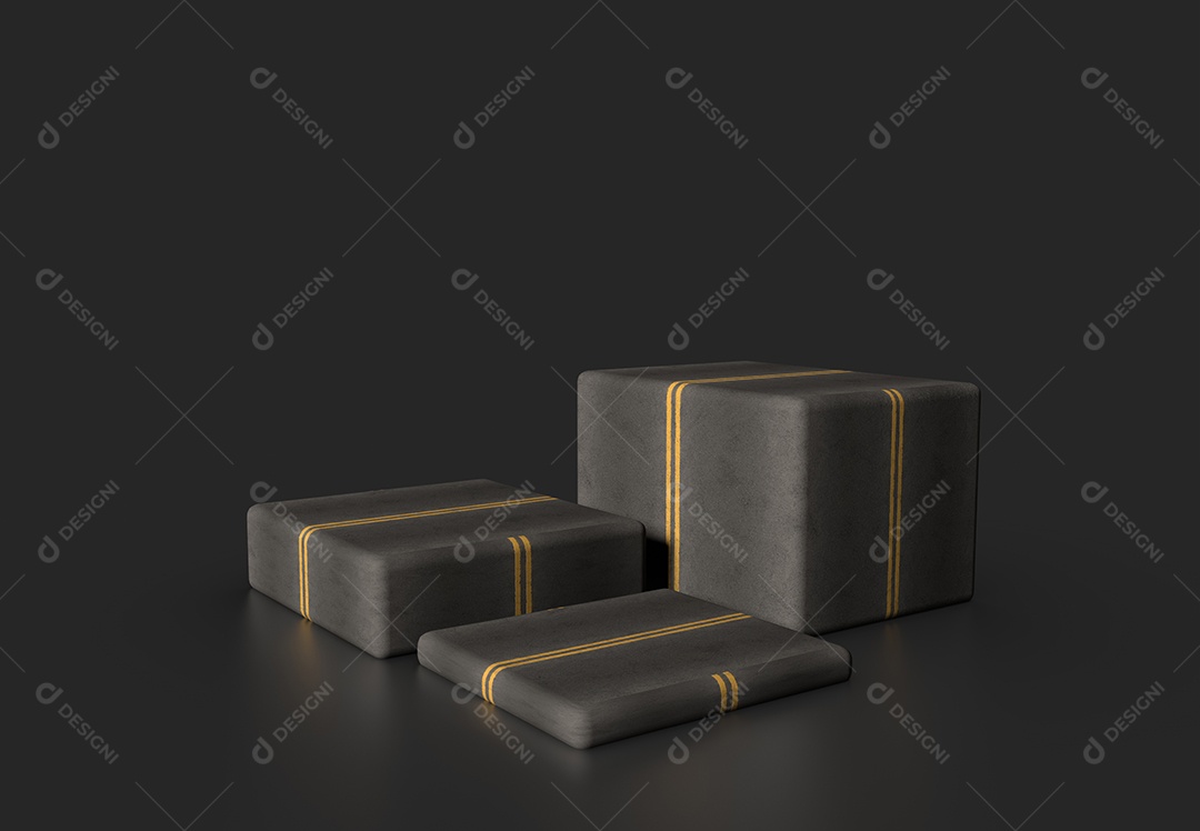 Vitrine de produtos com textura de asfalto rodoviário para exibição de carros e veículos em fundo cinza preto.