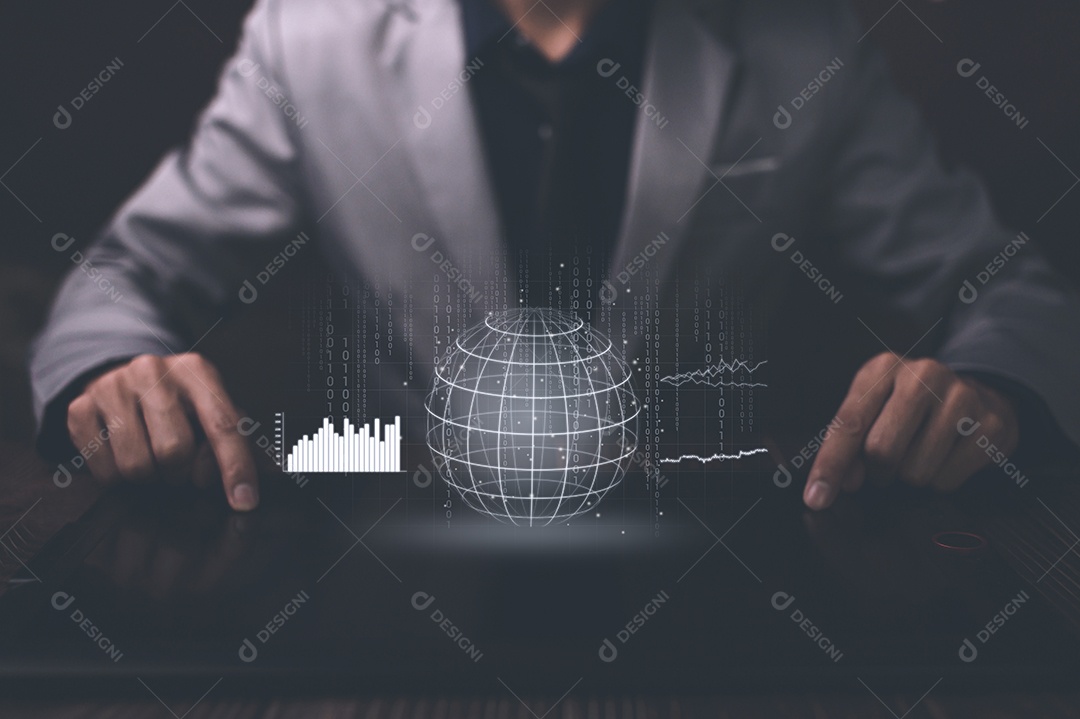 Empresário gráfico exibição investimento renda de ações crescimento financeiro