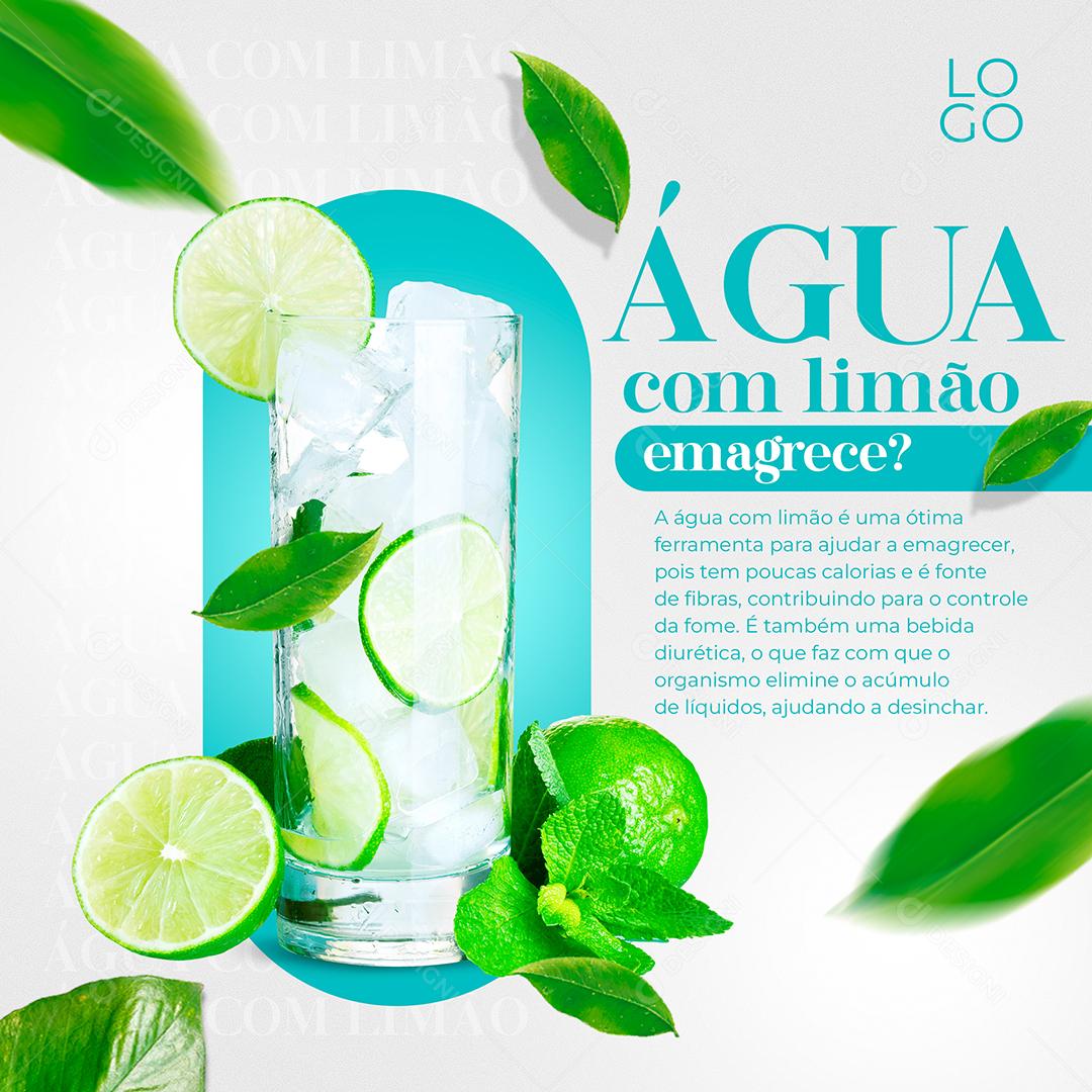 Água com limão emagrece Nutricionista Social Media PSD Editável