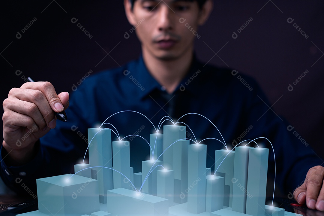 Empresários estão se comunicando online. mundo virtual do metaverso da ilustração 3d