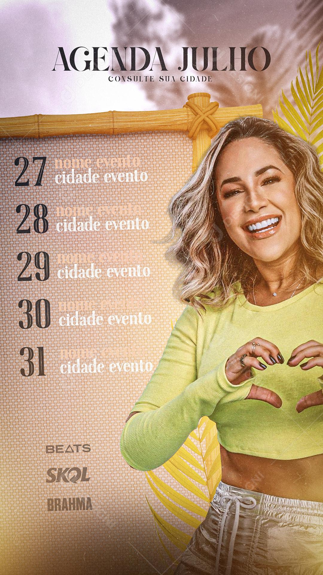 Flyer Story Agenda de Show Consulte Sua Ciade Media PSD Editável