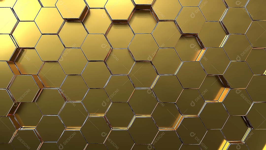 Golden hexagon honeycomb motion background. Gold abstract art and geometric concept.