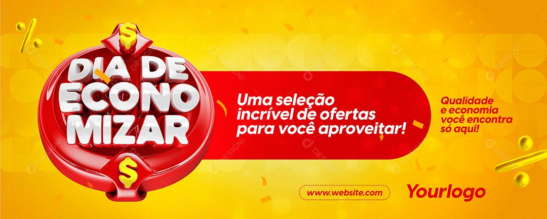 Social Media Banner Dia de economizar uma seleção incrível de ofertas Supermercados PSD Editável