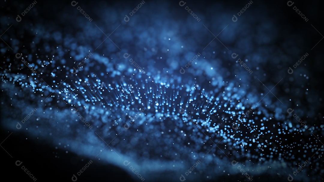 Partícula brilhante azul abstrata queimando no fundo do espaço sideral. renderização de ilustração 3D.