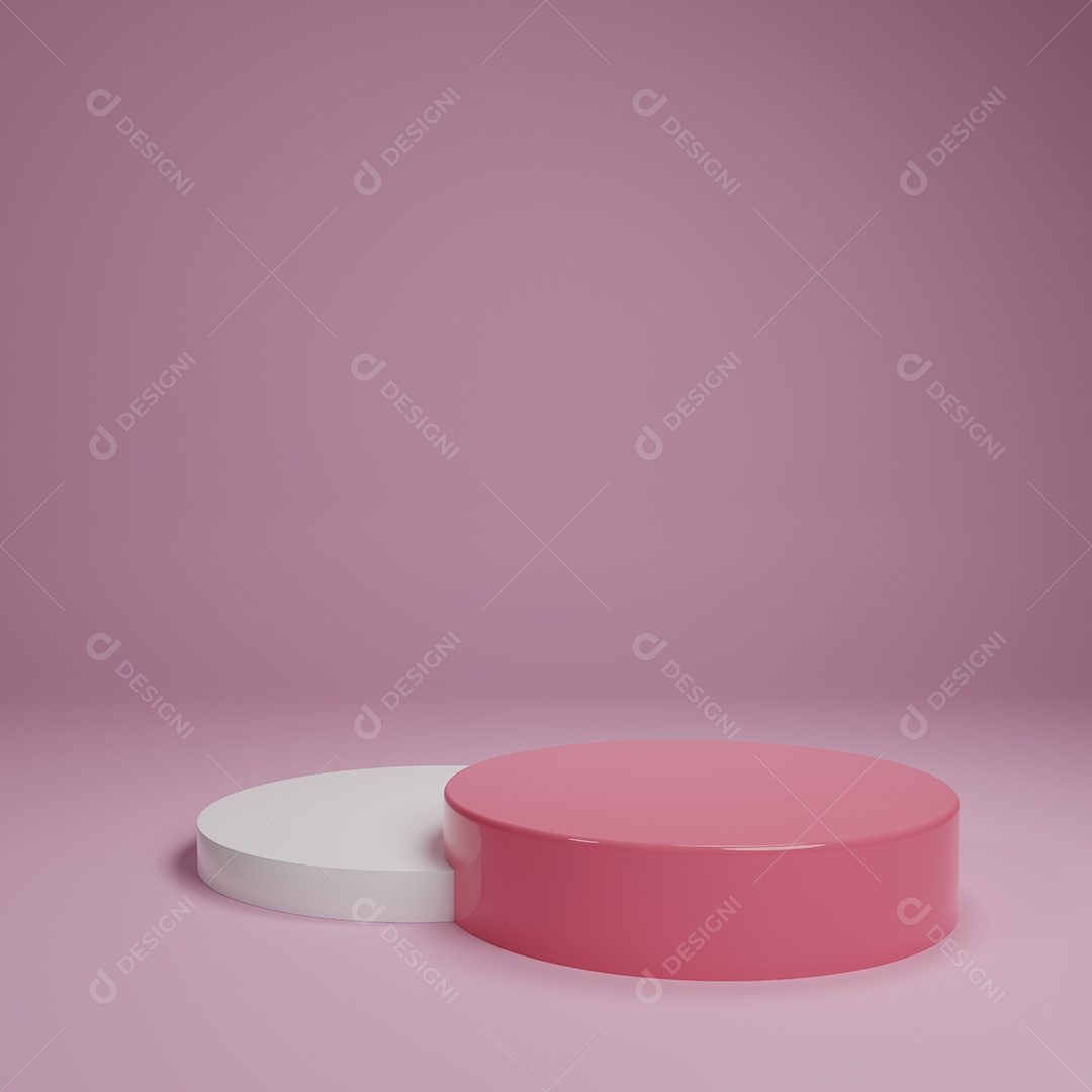 Suporte de produto pastel rosa branco no fundo. Conceito de geometria mínima abstrata. Tema de plataforma de pódio de estúdio.