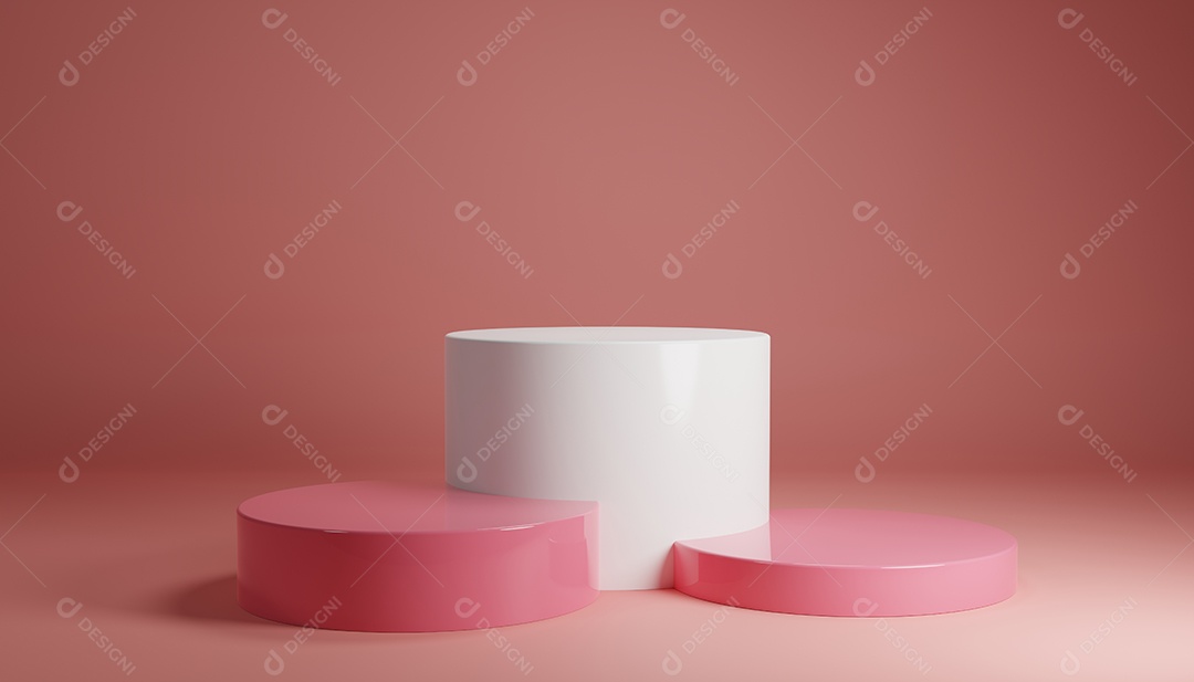 Suporte de produto pastel rosa branco no fundo. Conceito de geometria mínima abstrata. Tema de plataforma de pódio de estúdio.