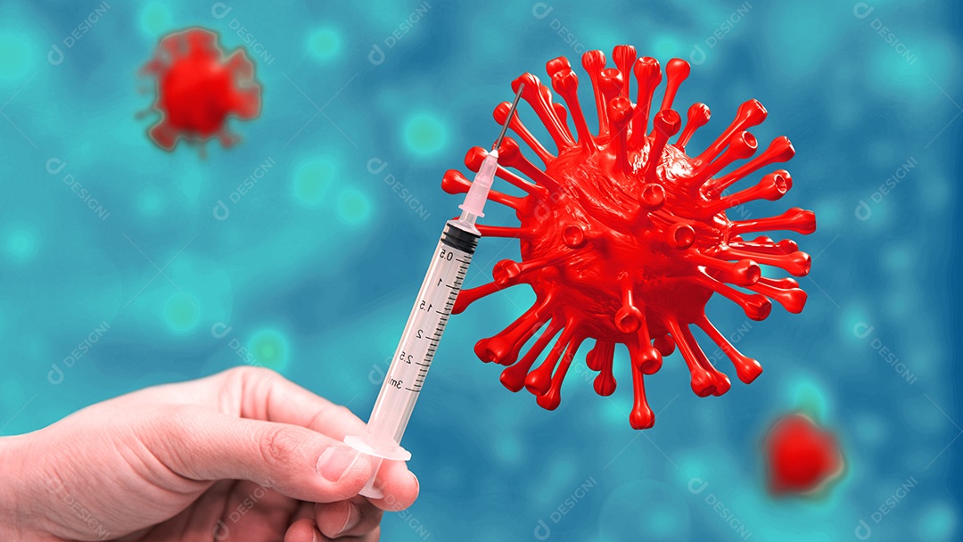 Feche o vírus influenza no vaso sanguíneo com vacina imune. Fundo de coronavírus de estrutura de arame Covid-19. Ciência e conceito médico.