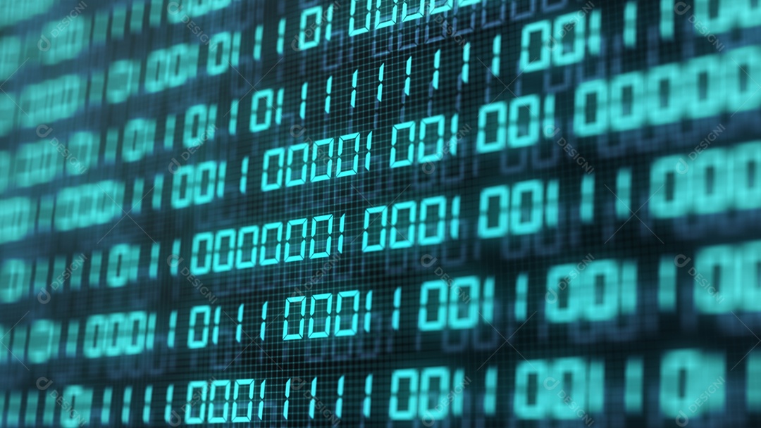 Número de código binário digital no fundo da tela do computador.