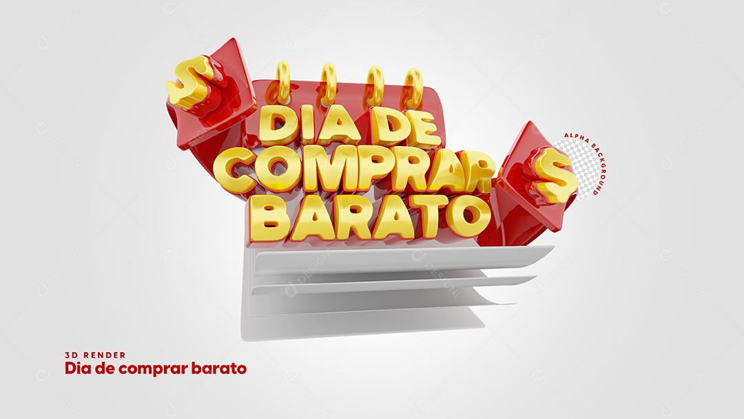 Dia de comprar barato Selo 3D Vermelho e Dourado para composição PSD